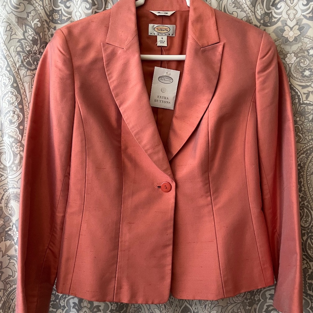 Talbots Coral Silk Jacket 4 Petite